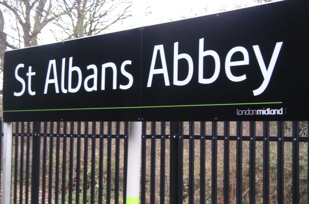 St Albans Abbey Vitreous Enamel Main Station Sign